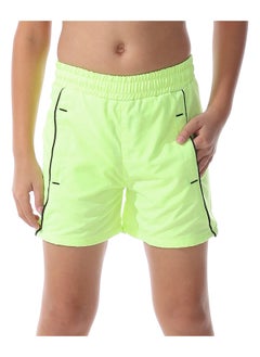 Boys Elastic Waist Plain Swim Short _ Lime Green