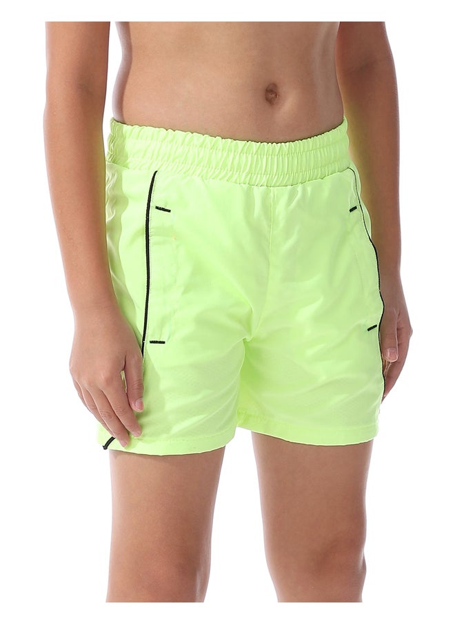 Andora - Boys Elastic Waist Plain Swim Short _ Lime Green - Image 1