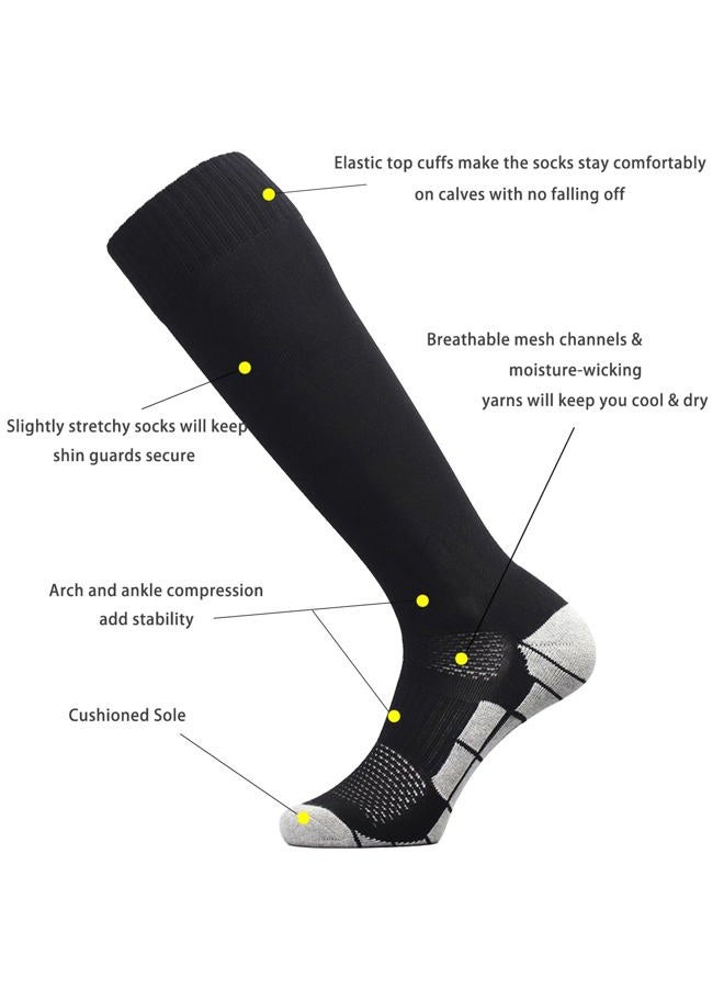 CWVLC Youth Soccer Socks 3 Pairs Girls Boys Volleyball Sport Team Athletic Knee High Long Tube Cotton Compression Socks Black Medium (5Y-7Y Youth/6-10 Women) - Image 5