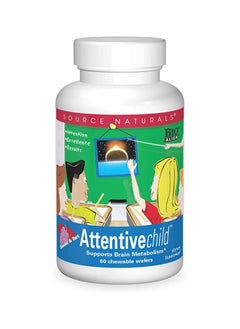 Source Naturals Attentive Child - Healthy Cognitive Nutrients For Active Children - Improved Focus & Attention with DMAE, Magnesium, Zinc & Grape Seed Extract - 60 Chewable Wafers.