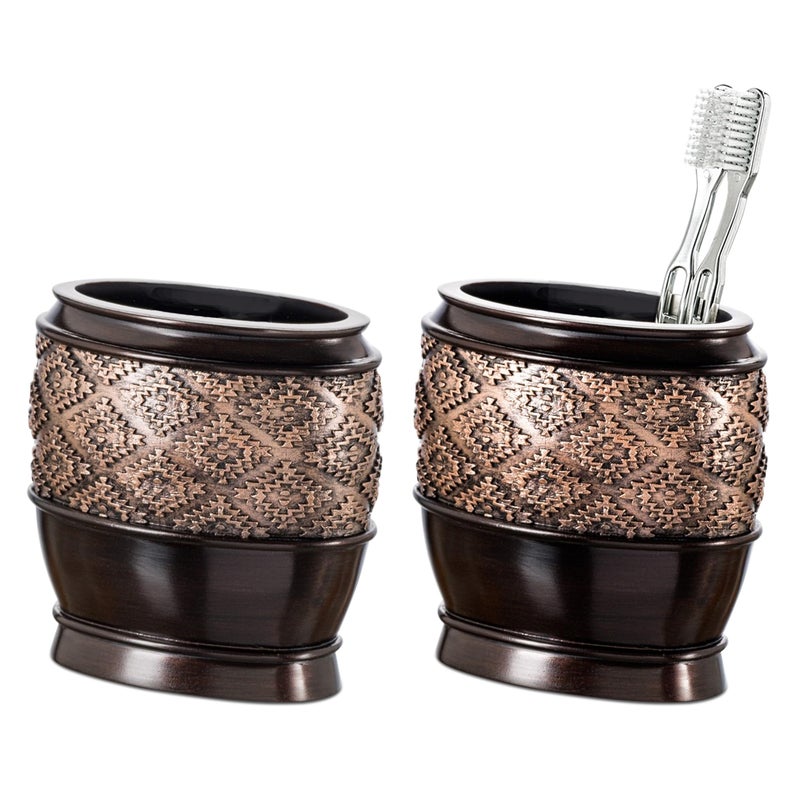 Creative Scents Dublin Brown Countertop Toothbrush Holders for Bathrooms - Decorative Tooth Brush Holder for Bathroom - Toothbrush Organizer for Regular or Electric Toothbrushes and Toothpaste - Image 4