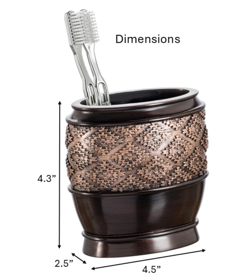Creative Scents Dublin Brown Countertop Toothbrush Holders for Bathrooms - Decorative Tooth Brush Holder for Bathroom - Toothbrush Organizer for Regular or Electric Toothbrushes and Toothpaste - Image 3