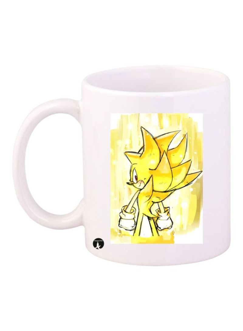 RKN Sonic Video Game Printed Mug White/Yellow Standard Size