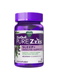 ZzzQuil ZzzQuil Pure Zzzs Sleep + Immune Support Melatonin Sleep Aid Gummies with Elderberry, Zinc, Chamomile, Lavender, & Valerian Root, 1mg per Gummy, 60 ct  - Image 1