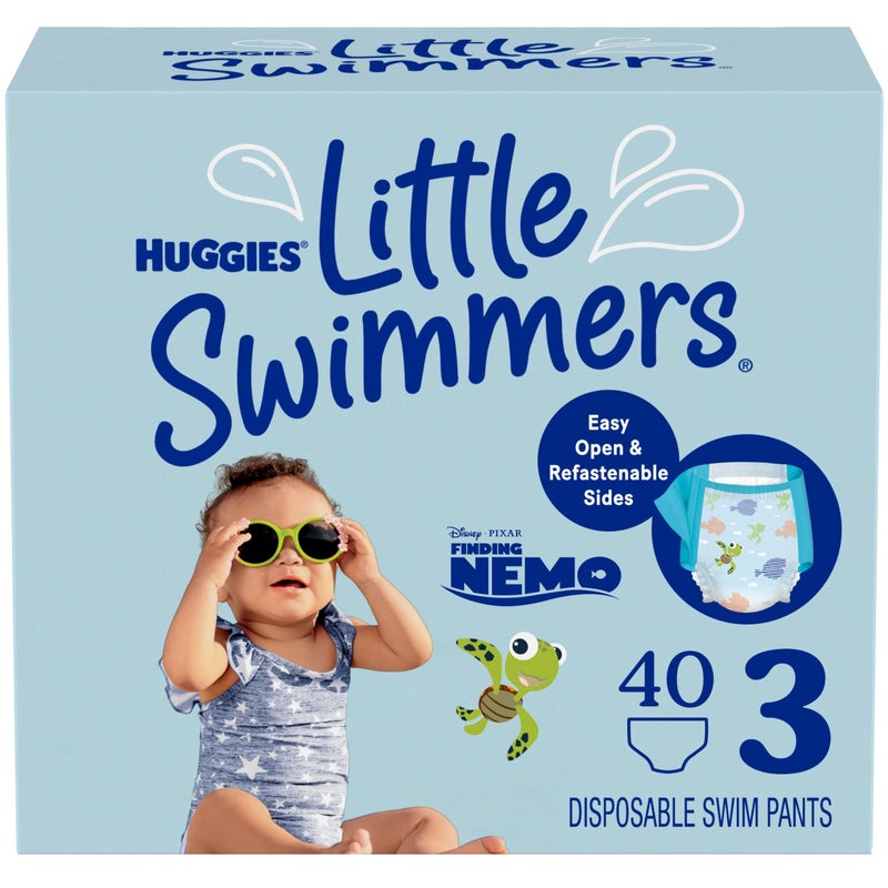 Huggies Little Swimmers Disposable Swim Diapers, Size 3 (16-26 lbs), 40 Ct (2 packs of 20), Packaging May Vary - Image 1