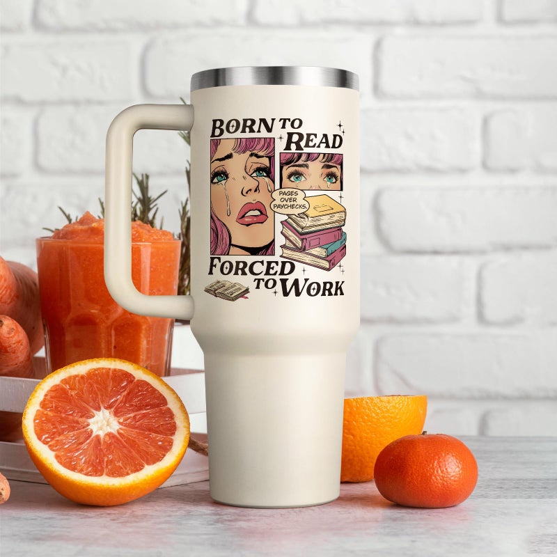 Shqiueos Funny Book Lovers Gifts for Women 40oz Tumbler with Handle and Straw Lid, Christmas Bookish Gifts, Reading Gift for Reader, Librarian, Nerd, Bookworm Cup Water Bottle, Book Themed Present - Image 4