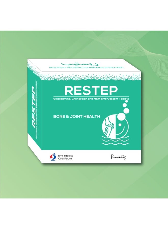 Restep Bone & Joint Health Effervescent Tablets Mobility & Bone Support Supplement 20 Tablets