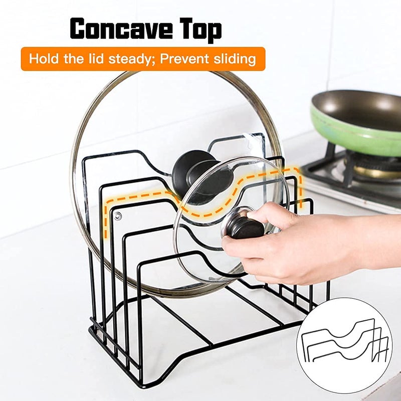 Luxdhara Luxdhara Kitchen Cabinet Pantry Pan Cover Lid Storage Rack Plate Pot Tawa Rack Cutting Board Cookware Chopping Board Organizer Storage Rack Black - Image 3