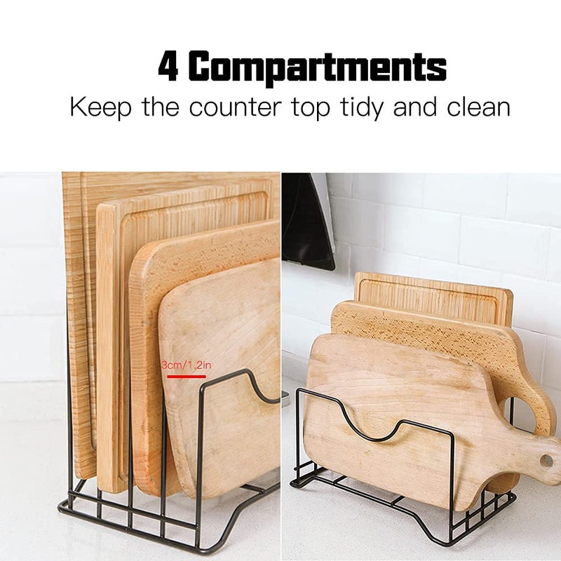 Luxdhara Luxdhara Kitchen Cabinet Pantry Pan Cover Lid Storage Rack Plate Pot Tawa Rack Cutting Board Cookware Chopping Board Organizer Storage Rack Black - Image 5