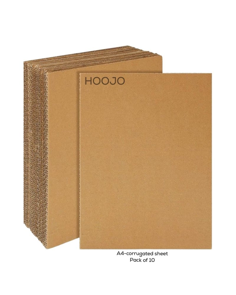 HOOJO® [10 عبوة] أوراق كرتون مضلع A4 – سمك 3 مم، أوراق كرافت ثلاثية الطبقات للتغليف، الحرف، الشحن، ألبومات القصاصات ومشاريع الأعمال اليدوية – قابلة لإعادة التدوير - Image 1