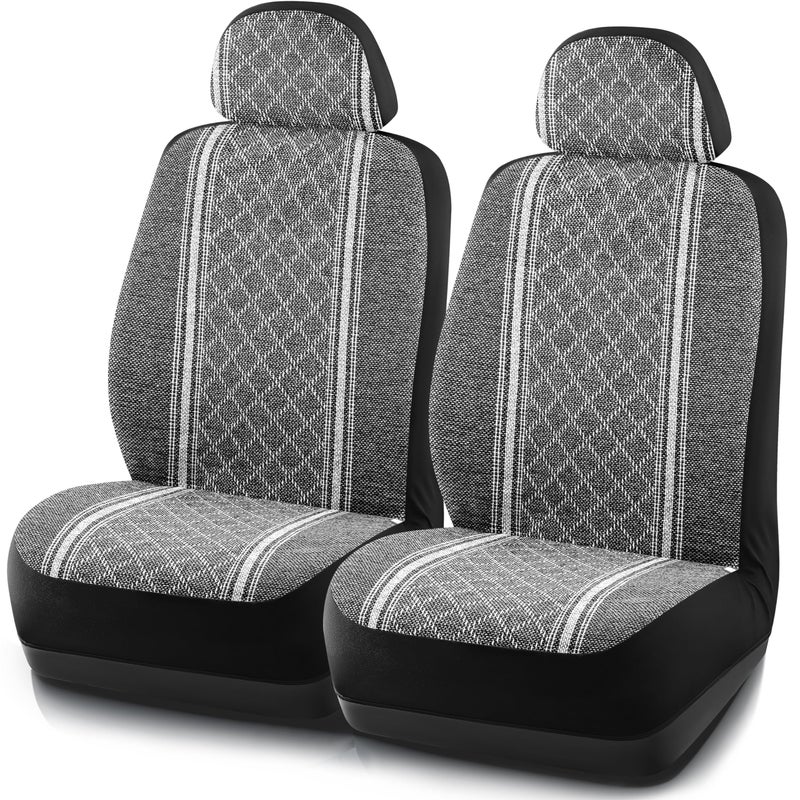 Road Comforts Baja Blanket Seat Covers Gray Diamond Bucket Seat Covers Low Back  Jacquard Fabric Airbag Compatible Universal Fit for Cars Trucks SUVs and Vans
