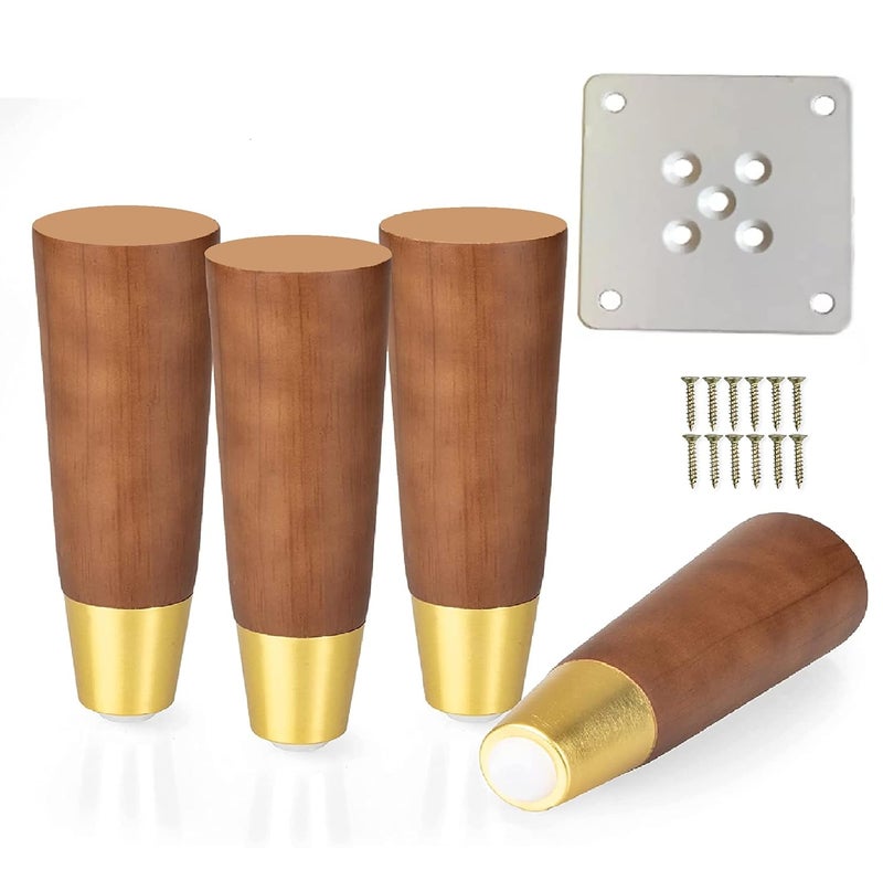 QZibeva Gold Furniture Legs 5 Inches Furniture Sofa Legs Set of 4 Style Heavy Duty Metal Replacement Triangle Furniture Feet for Dresser Couch Table Cabinet Cupboard Ottoman Screw Included - Image 1