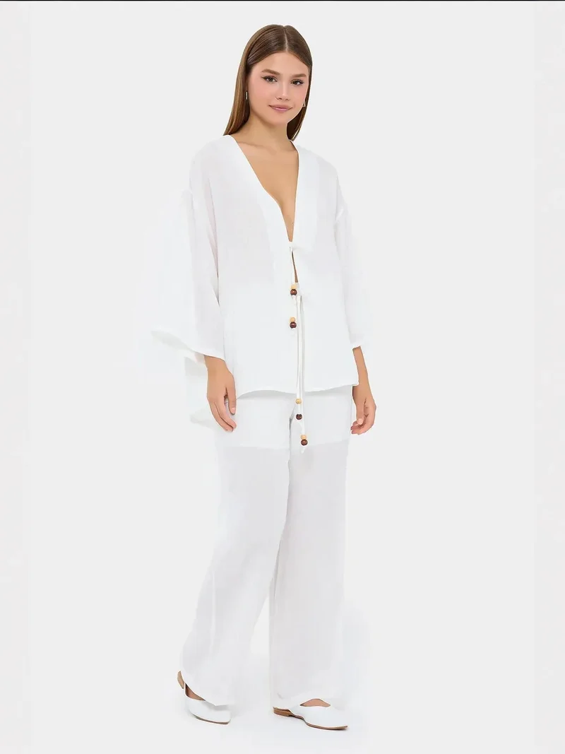 HICCUP Tie-Front Deep V-Neck Coords Set