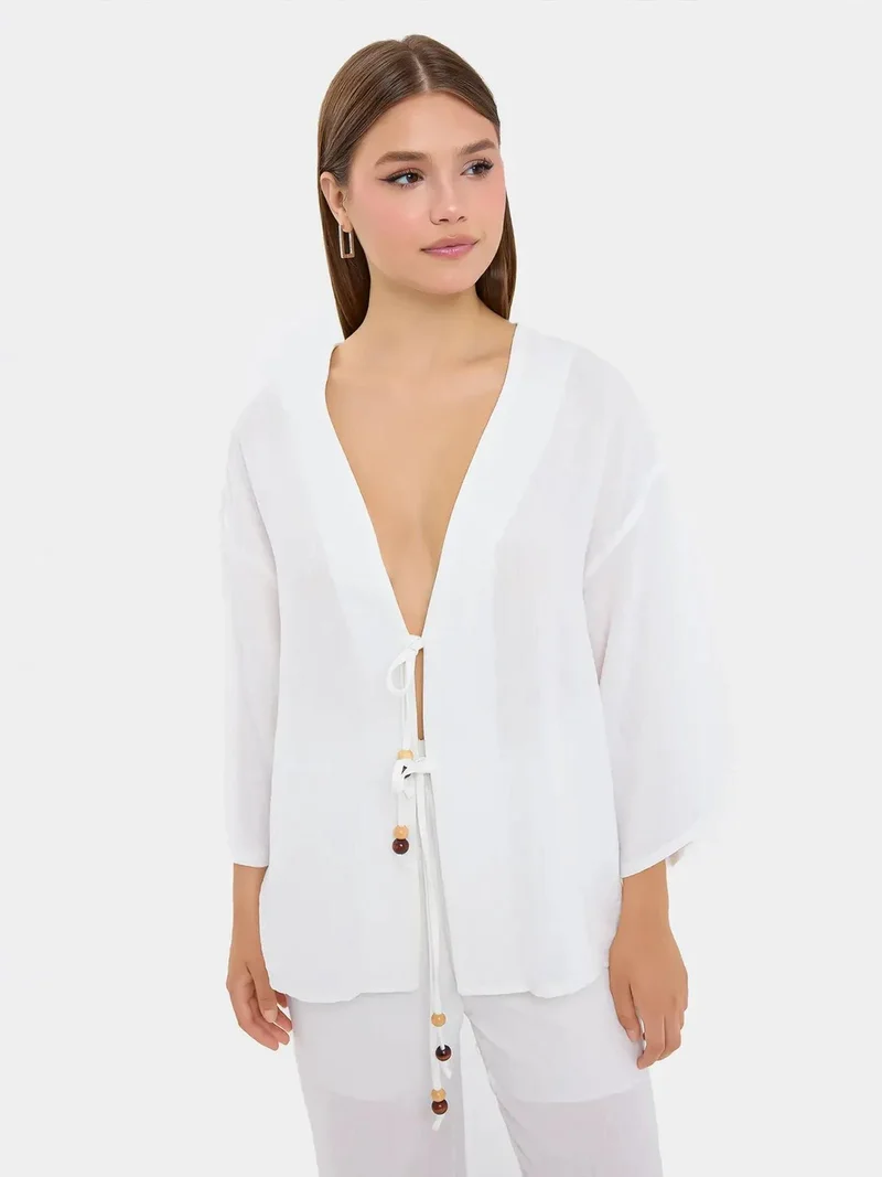 HICCUP Tie-Front Deep V-Neck Coords Set