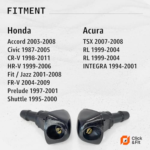 Click&Fit ClickFit Windshield Washer Nozzles Repair Kit compatible with Honda Civic 19872005 CRV 19982011 Fit 0108 Prelude 9701 HRV 9906 Acura TSX RL RSX Integra Wiper washer jets check valves - Image 3