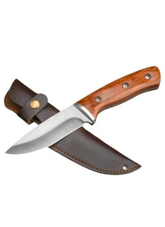 Multifunctional 5CR15MOV Stainless Steel High Hardness Outdoor Knife Camping Knife Self-Defense Knife Portable Sharp Knife With PU Leather Case