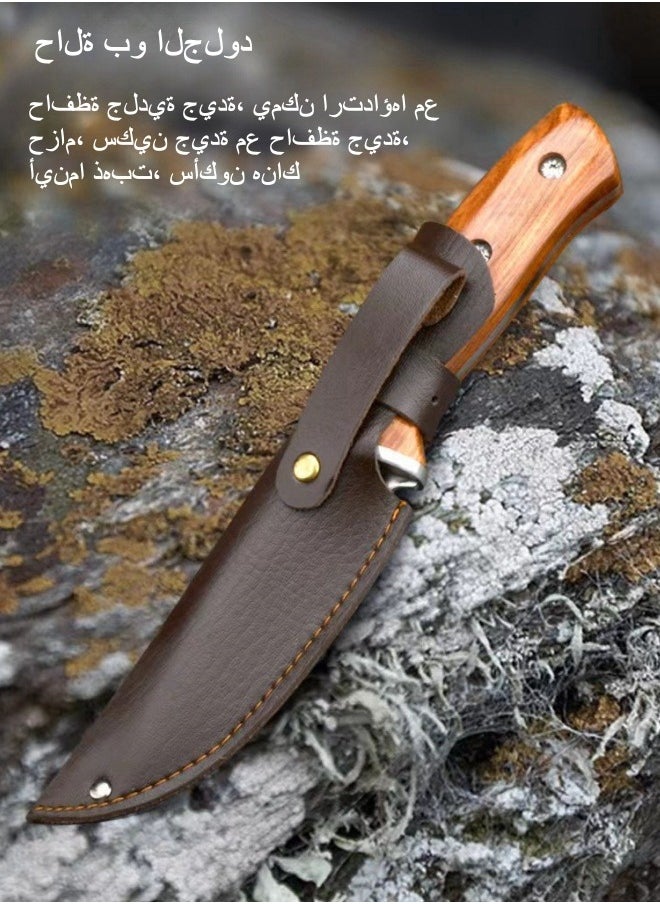 Browning - Multifunctional 5CR15MOV Stainless Steel High Hardness Outdoor Knife Camping Knife Self-Defense Knife Portable Sharp Knife With PU Leather Case - Image 1