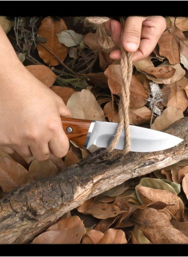 Browning - Multifunctional 5CR15MOV Stainless Steel High Hardness Outdoor Knife Camping Knife Self-Defense Knife Portable Sharp Knife With PU Leather Case - Image 1
