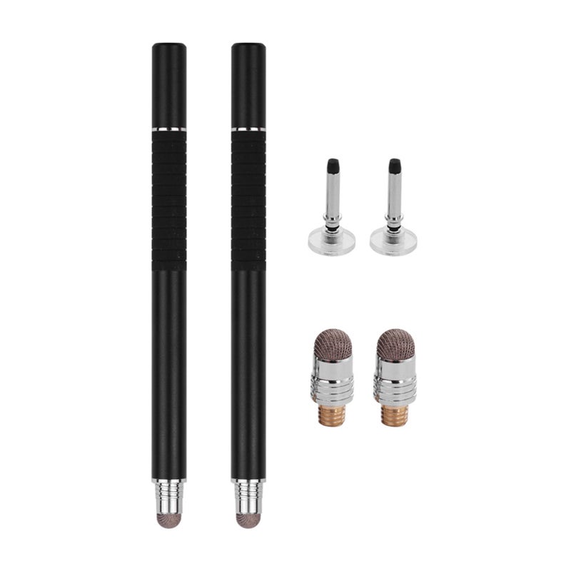 قلم إلكتروني (Stylus Pen): جسم معدني بيئي أسود - قلم رقمي بنهايات قابلة للاستبدال من قرص دقيق وألياف رفيعة للكتابة باليد والرسم وتدوين الملاحظات على الشاشات اللمسية - Image 1