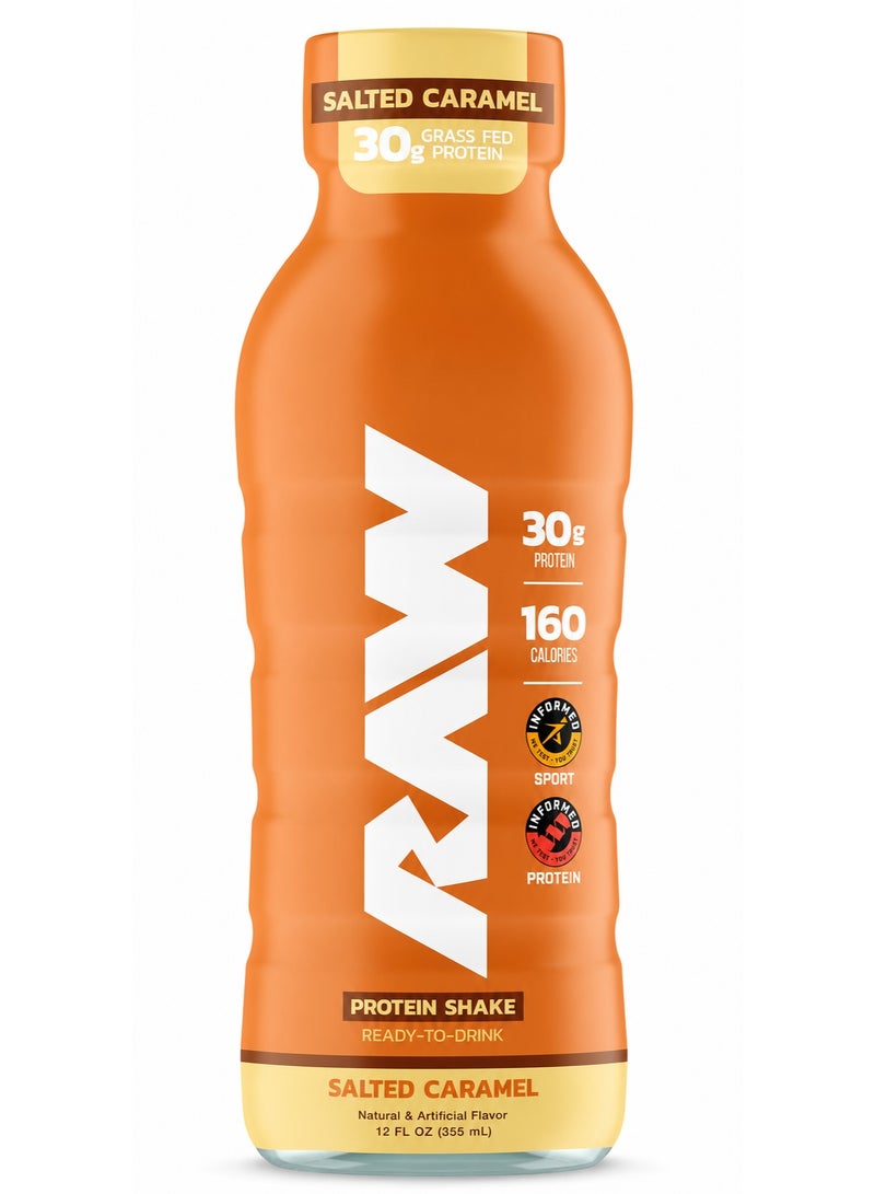 RAW Protein Shake – Salted Caramel (355ml / 12 fl oz) | 30g Grass-Fed Whey Protein, 160 Calories | Informed Sport Tested Ready-to-Drink Shake - Image 1