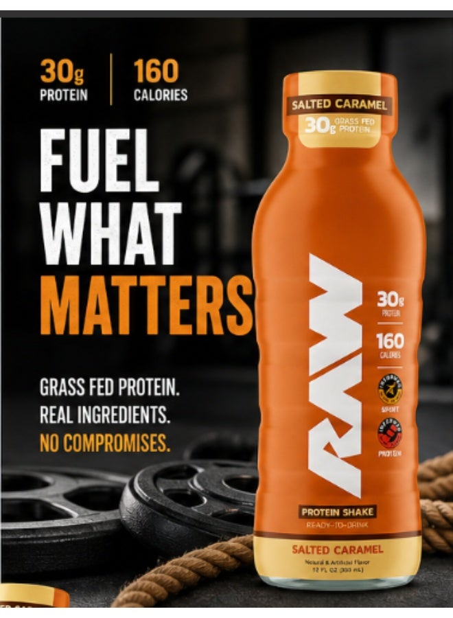 RAW Protein Shake – Salted Caramel (355ml / 12 fl oz) | 30g Grass-Fed Whey Protein, 160 Calories | Informed Sport Tested Ready-to-Drink Shake - Image 3