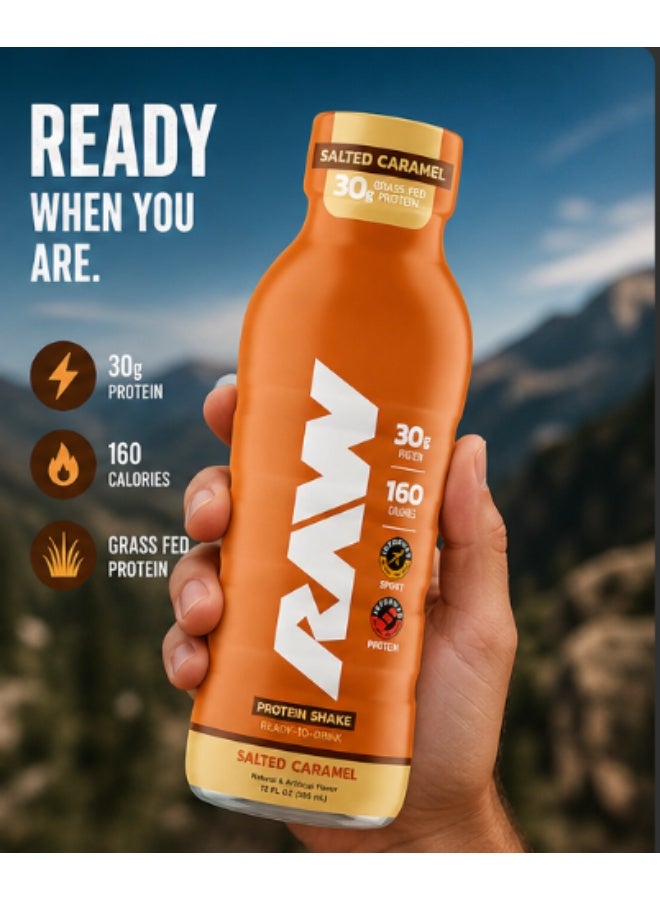 RAW Protein Shake – Salted Caramel (355ml / 12 fl oz) | 30g Grass-Fed Whey Protein, 160 Calories | Informed Sport Tested Ready-to-Drink Shake - Image 4