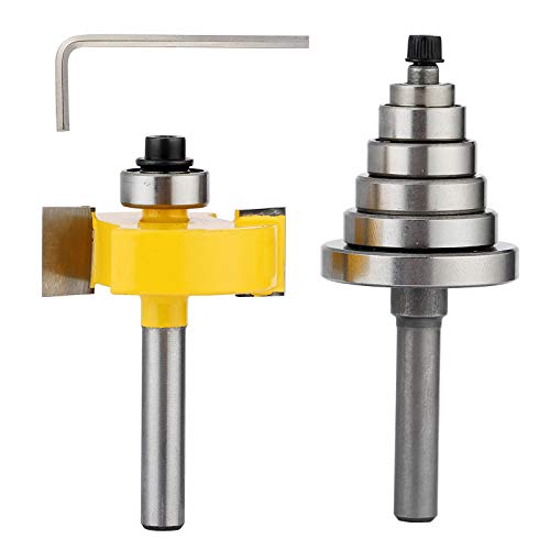JTTJDB 1/4-Inch Shank Rabbet Router Bit with 6 Bearings Set - 1/8", 1/4", 5/16", 3/8", 7/16", 1/2" Interchangeable Bearings - Image 1