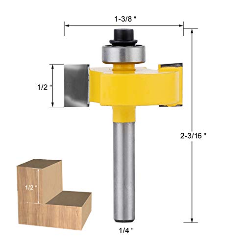 JTTJDB 1/4-Inch Shank Rabbet Router Bit with 6 Bearings Set - 1/8", 1/4", 5/16", 3/8", 7/16", 1/2" Interchangeable Bearings - Image 3