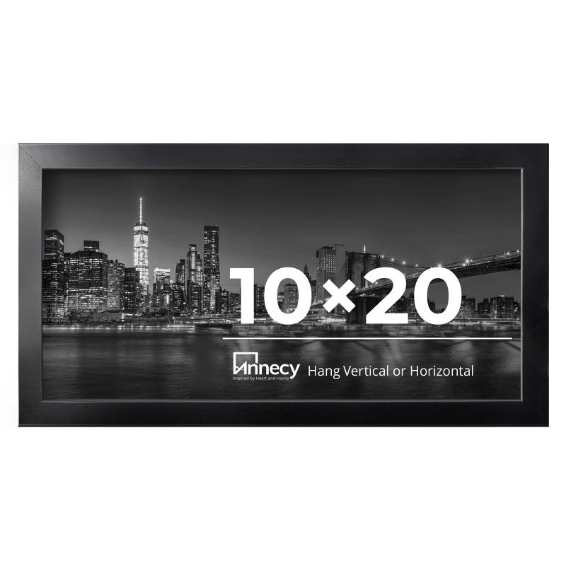 Annecy 10x20 Picture Frame Black Panoramic Picture Frame for Wall Decoration Classic Black Minimalist Style Suitable for Decorating Houses Offices Hotels1 Pack
