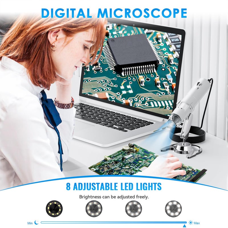 Skybasic Wireless Digital Microscope, Skybasic 50X-1000X Magnification WiFi Pocket Handheld Microscopes with Stand HD USB Microscope Camera Compatible with iPhone Android iPad Windows Mac Computer (White) - Image 3