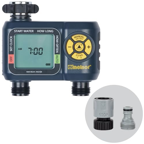 Melnor 65139AMZ AquaTimer Digital Hose Timer, 2-Zone Programmable Watering Timer, Quick Connect Bundle, Black, Yellow - Image 5