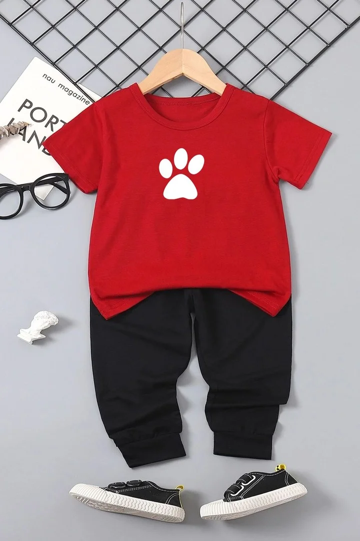 ONLYTRENDWEAR Childrens Paw Bottom - Top Tracksuit Set 3-4 Years Old Black