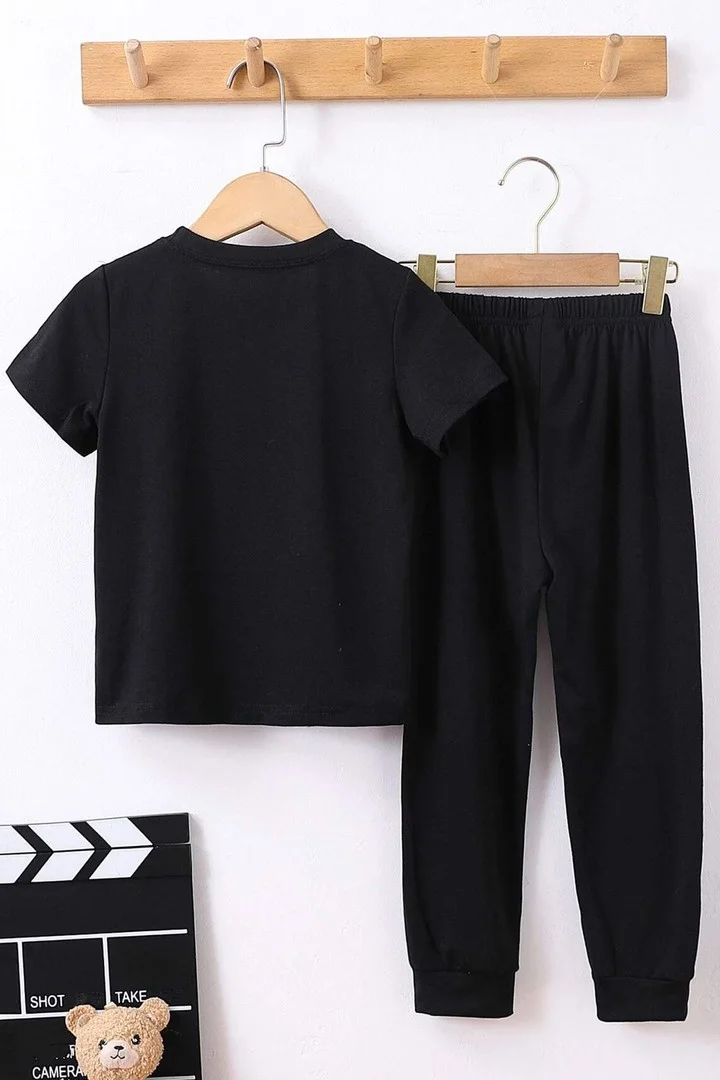 ONLYTRENDWEAR Childrens Paw Bottom - Top Tracksuit Set 3-4 Years Old Black