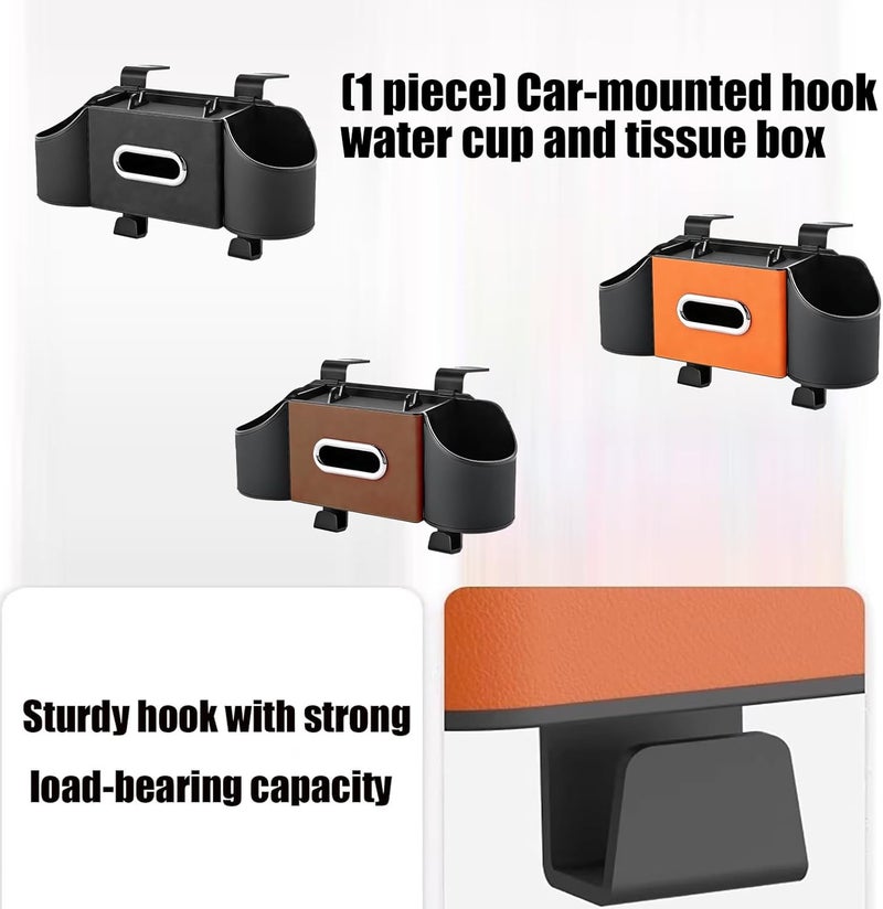 Functional Auto Seat Back Mount with Drink Pocket and Tissue Case Maintains Cabin Tidy During Journeys and Rides Car Rear Seat Planner - Image 4