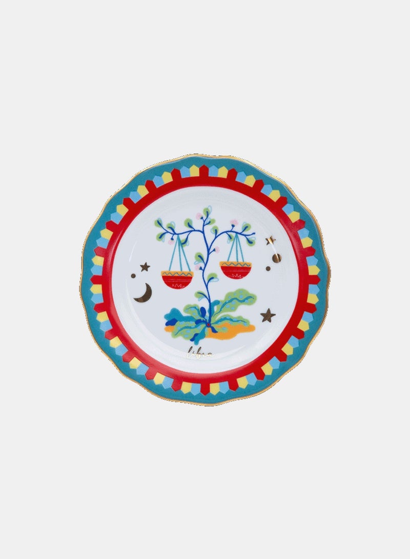 Baci milano Porcelain Decorative Plate 6.3 Inches (16 cm) – Design with Libra Accent – Round Jewellery Tray for Table or Wall – Home Decor & Gifts for Women - Image 1