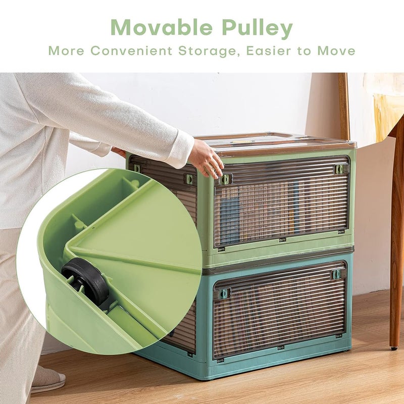 oddpod Stack Genie Collapsible XXL Capacity Storage Box with Detachable WheelsMultifunctional Transparent Stackable Portable Foldable Organizer for Indoor and Outdoor use Green - Image 3