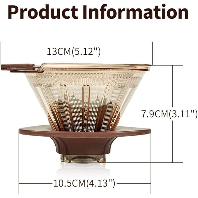 كاست ويف كوب قهوة قابل لإعادة الاستخدام بدون ورق، فلتر من الفولاذ المقاوم للصدأ مع مفتاح، كوب تخييم خارجي، ماكينة تحضير قهوة فردية مع كوب غير قابل للانزلاق، حامل سيليكون، تحكم مجاني في وقت نقع القهوة - Image 4