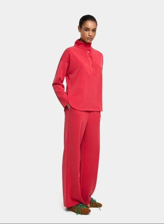 PARFOIS Red Sweatshirt with buttons soft touch for Women | Best Price UAE