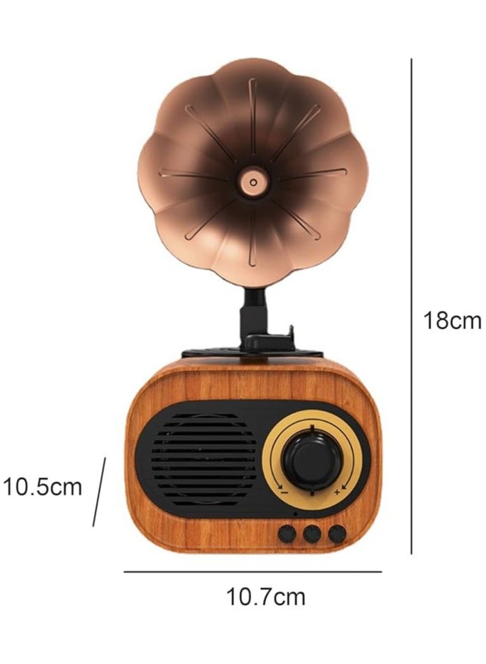 Vintage Style Wooden Wireless Bluetooth Speaker | Retro Gramophone B7 Trumpet Stereo Subwoofer | Vintage Bluetooth speaker | Wooden wireless speaker | High-quality sound speaker | Classic design Bluetooth speaker - Image 3