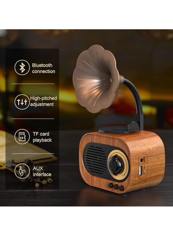 Vintage Style Wooden Wireless Bluetooth Speaker | Retro Gramophone B7 Trumpet Stereo Subwoofer | Vintage Bluetooth speaker | Wooden wireless speaker | High-quality sound speaker | Classic design Bluetooth speaker - Image 5