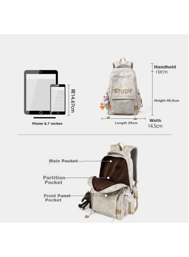 Viney Large Capacity School Backpack For Middle And Primary Students, Lightweight High-style Girls' Double Shoulder Bag, Outdoor Travel Laptop Bag For High School - Image 5