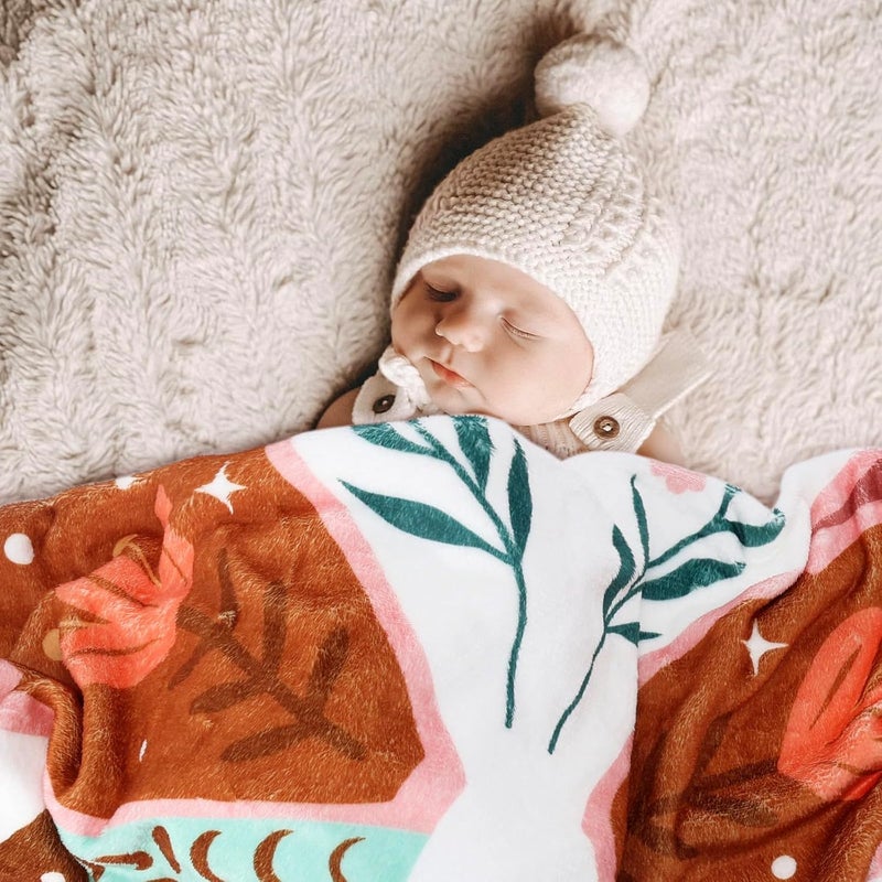 Gicoherero Boho Baby Blanket Butterfly Monthly Milestone Bohemian Floral Girl Photo Prop Sage Green and Pink Blanket Ideas for Personalized Baby Stuff Shower Newborn Decorations Nursery Gift Decor Mom - Image 5