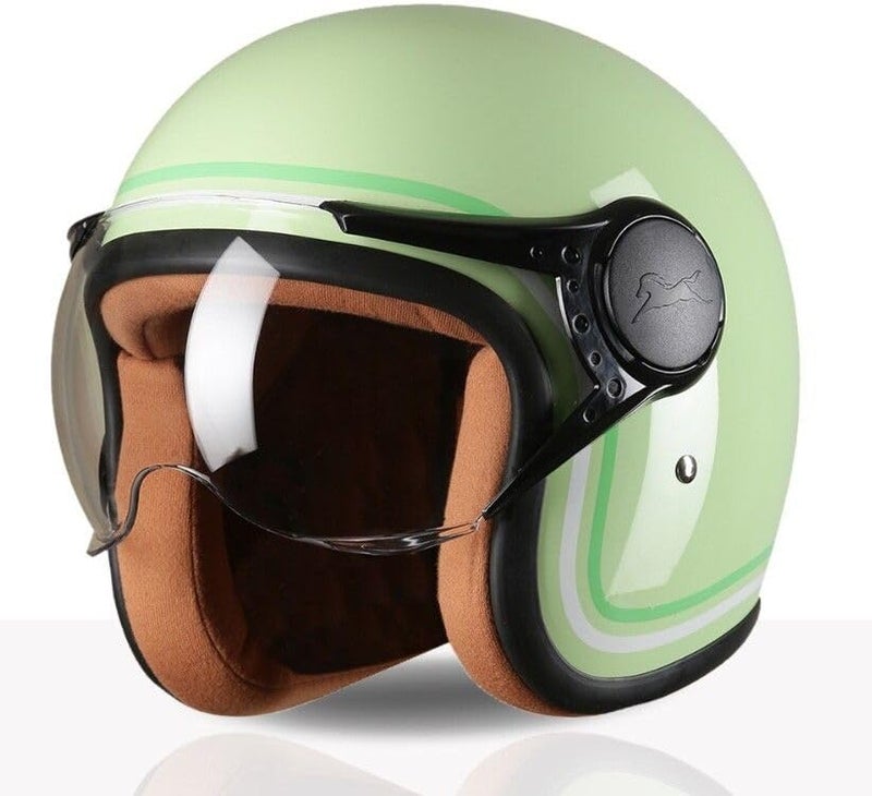 TVS MissFit Women's Open Face Helmet | Lightweight Shell | Pastel Colors Designed Exclusively for Women | Extreme Comfort Fit for Girls | Clear Visor | DOT & ISI Certified (Lime/S) - Image 1