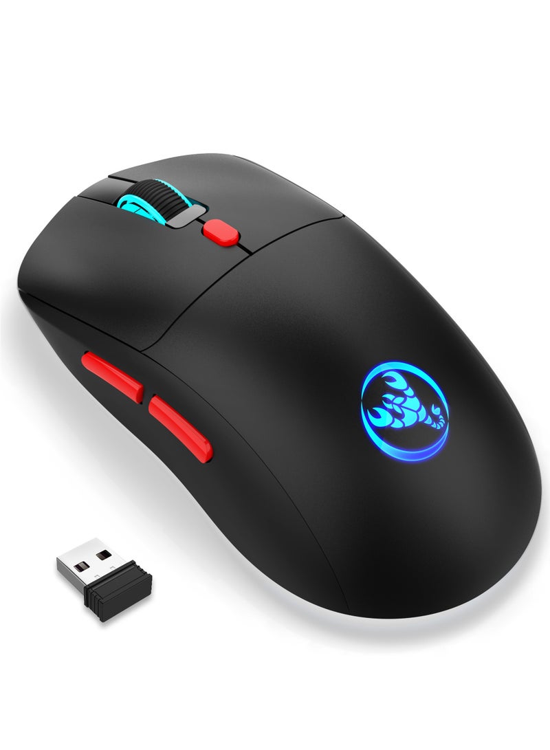 إتش إكس إس جيه ماوس T20 لاسلكي 2.4 جيجاهرتز، ماوس ألعاب مزود ببطارية مدمجة قابلة لإعادة الشحن بقوة 650 مللي أمبير في الساعة ودقة 3600 نقطة في البوصة، ماوس كمبيوتر محمول للاستخدام المكتبي - Image 1