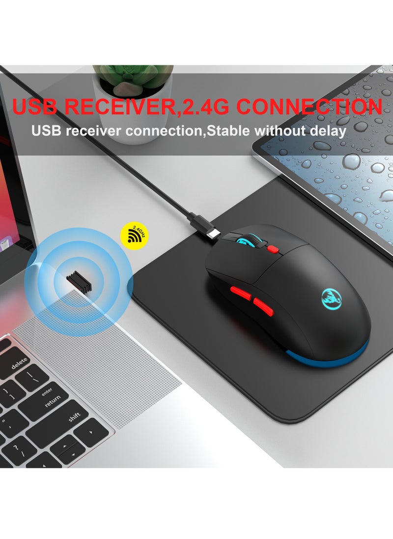 إتش إكس إس جيه 2.4G USB ماوس لاسلكي قابل للتعديل 3600 ديسيبل متوحد الخواص 7 ألوان RGB الفئران مريحة للمنزل مكتب الكمبيوتر المحمول ألعاب الكمبيوتر  - Image 2