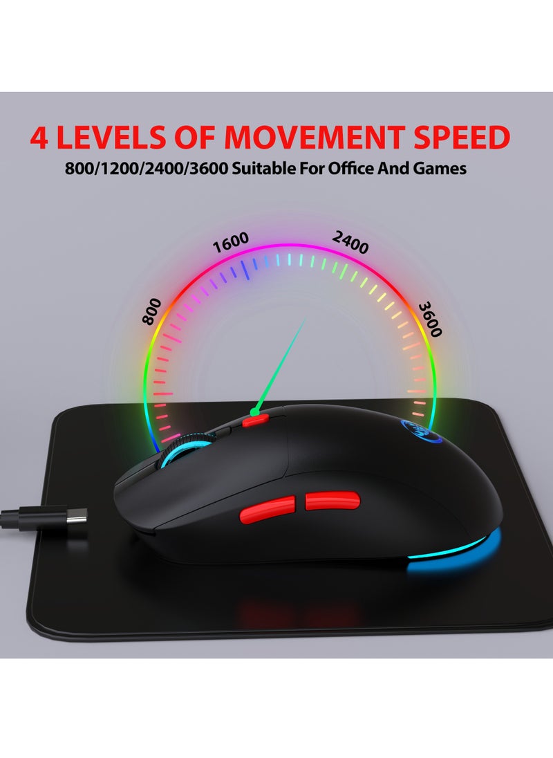 إتش إكس إس جيه 2.4G USB ماوس لاسلكي قابل للتعديل 3600 ديسيبل متوحد الخواص 7 ألوان RGB الفئران مريحة للمنزل مكتب الكمبيوتر المحمول ألعاب الكمبيوتر  - Image 3