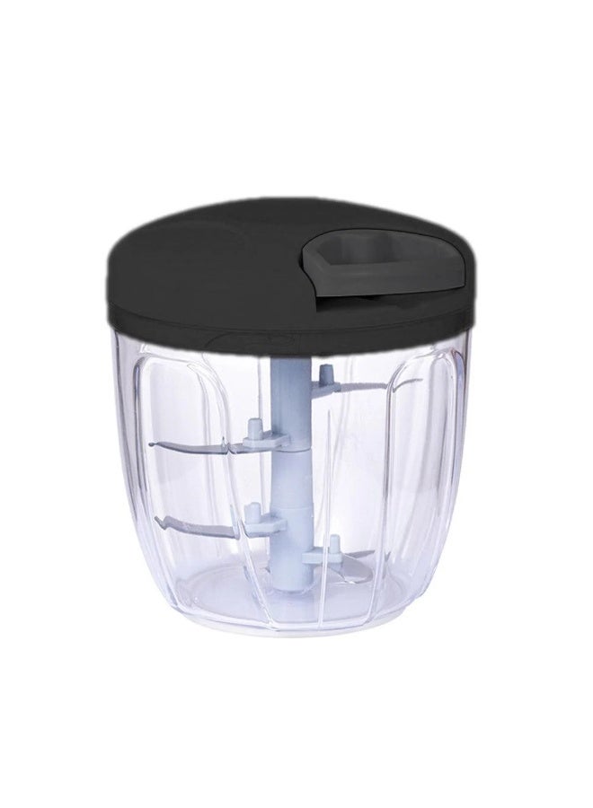 Spinner Manual Food Chopper, Vegetable Cutter with Pull Cord and 5 Stainless Steel Blades, Black - Image 1