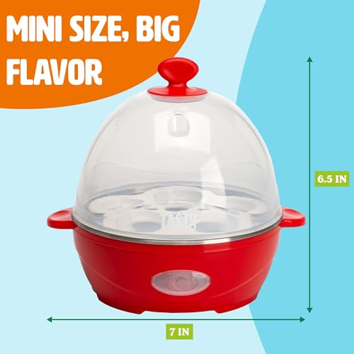 Tasty طباخ البيض السريع المصغر اللذيذ، سعة 5 بيضات لبيض مسلوق مثالي أو عجة، إيقاف تلقائي، أحمر - Image 4