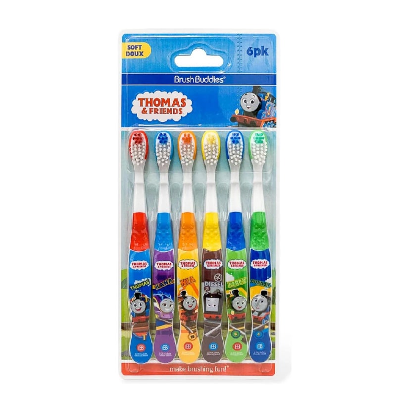 Brush Buddies Thomas & Friends Toothbrush for Kids, Kids Toothbrushes, Toddler Toothbrush Ages 2-4, Soft Bristles for Kids, 6PK - Image 1