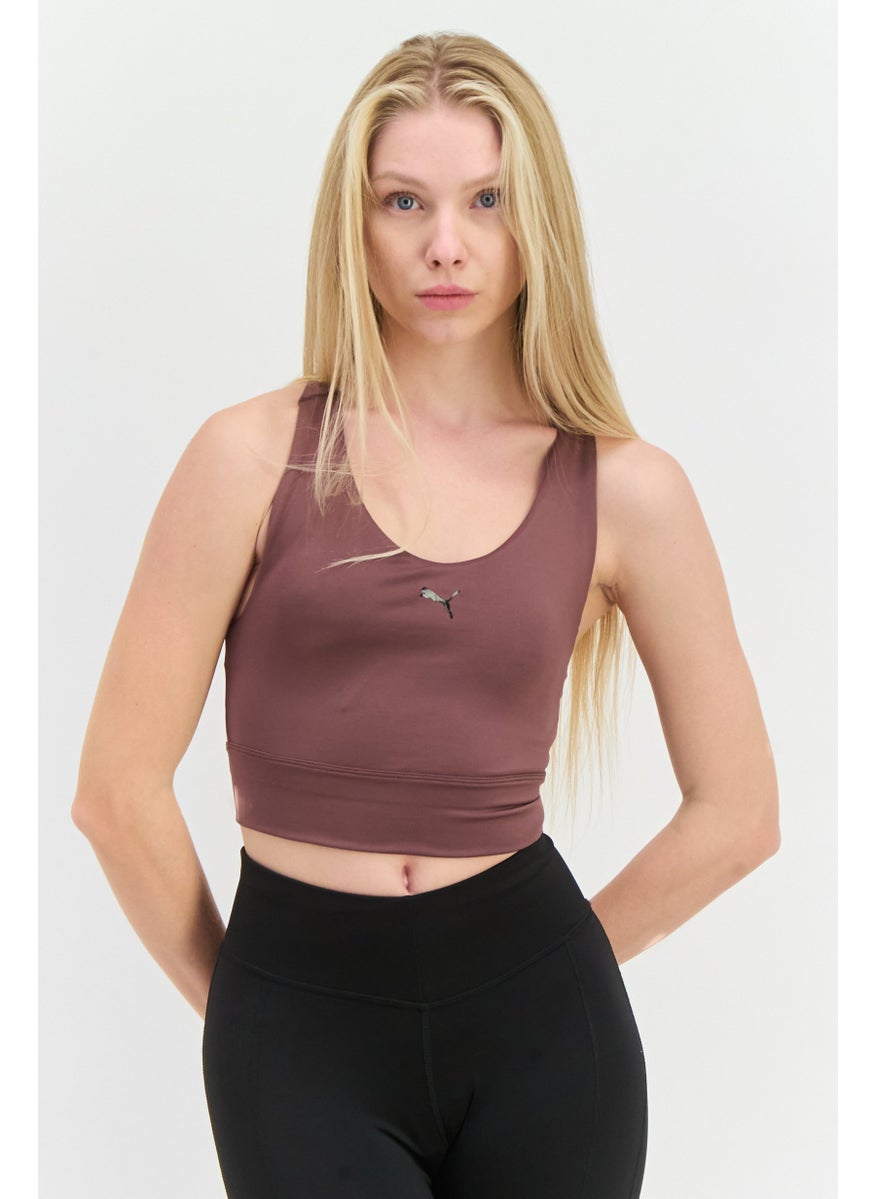 PUMA Women Brand Logo Padded Sports Bra, Purple  - Image 1